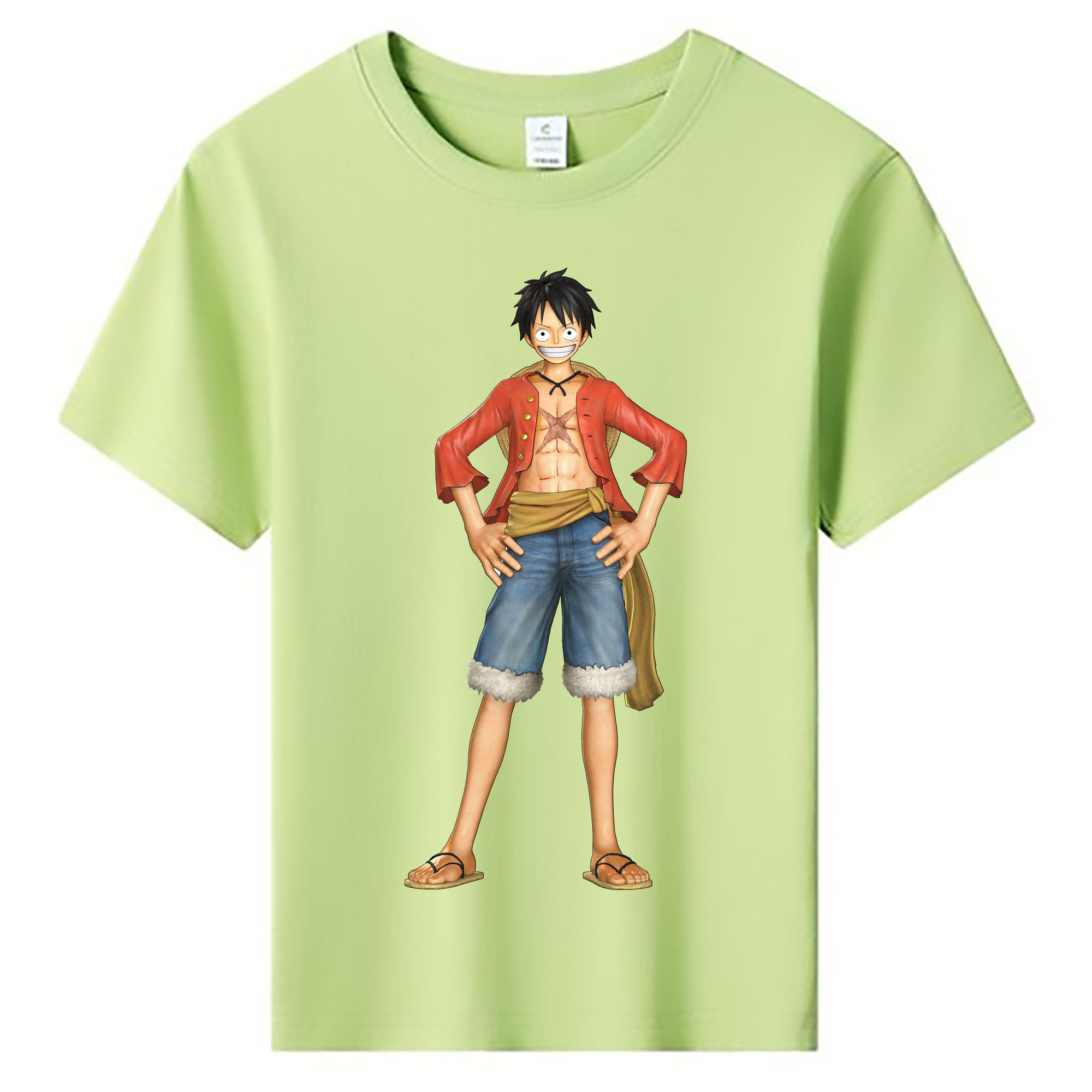 ワンピース モンキー・D・ルフィ ONE PIECE Monkey D. Luffy 綿100％キッズTシャツ（フロントプリント）
